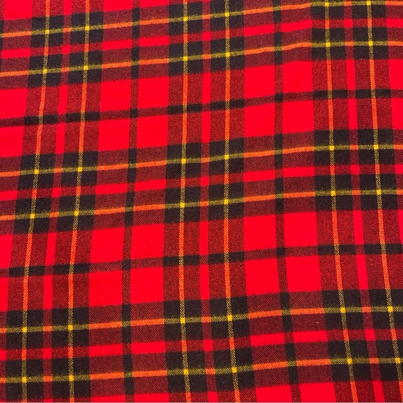 Vtg Faribo USA Red Tartan Plaid Fluff Loomed Fringed Stadium Throw Blanket - Picture 3 of 6